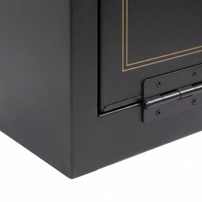 Metal security cabinet in black with durable build and enhanced safety features