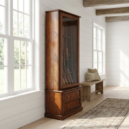 Wooden 8-Gun Cabinet in Classic Finish with Secure Storage