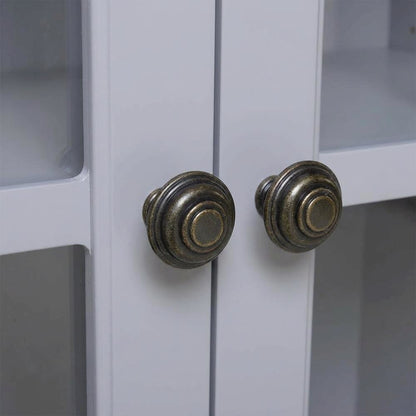 Dark Gray Glass Door Accent Cabinet with Fiberboard Construction
