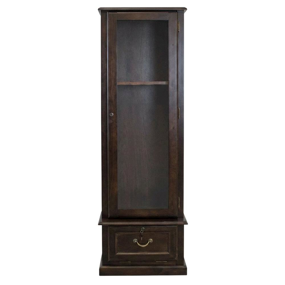 Brown Solid Wood 8-Gun Locking Storage Cabinet with Narrow Profile