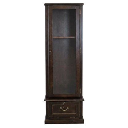 Brown Solid Wood 8-Gun Locking Storage Cabinet with Narrow Profile