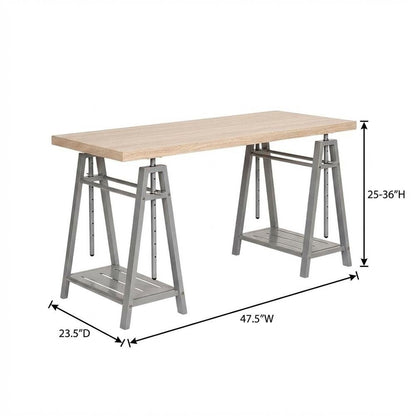 Adjustable Height Office Desk With Sturdy Metal Frame For Workspace
