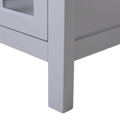 Dark Gray Glass Door Accent Cabinet with Fiberboard Construction