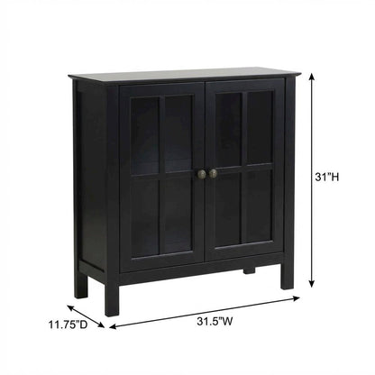 Black Glass Door Accent Cabinet with Display Storage and Fiberboard Construction