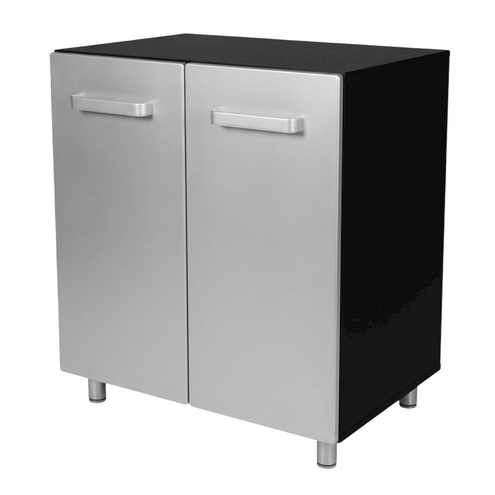 Vinyl Laminated Storage Cabinet With Black And Silver Finish