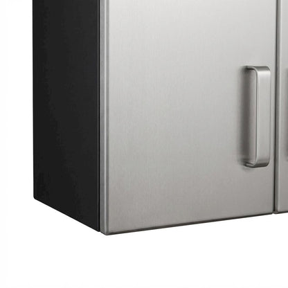 Heavy Duty Black Metal Overhead Cabinet With Silver Front For Storage