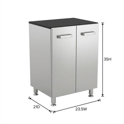 Metal Storage Cabinet With Black And Silver Finish For Garage Organization