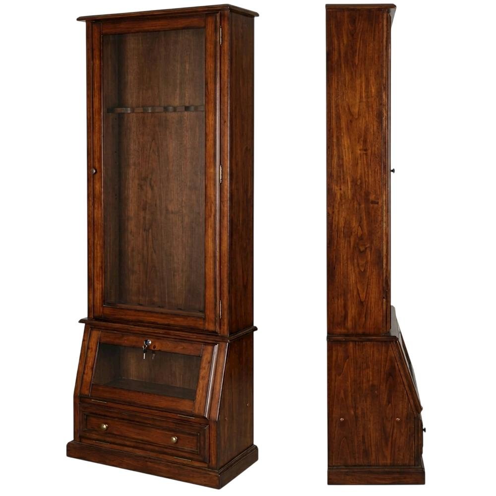 Wooden 12-Gun Storage Cabinet with Slanted Base for Secure Organization