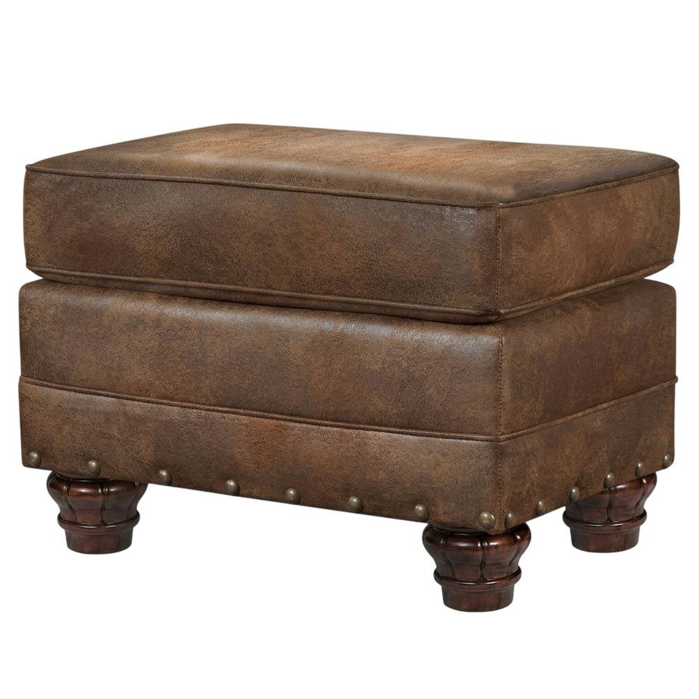 Brown Ottoman with Wooden Frame and Upholstered Top for Stylish Comfort