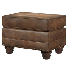 Brown Ottoman with Wooden Frame and Upholstered Top for Stylish Comfort
