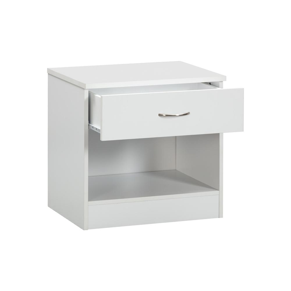 One Drawer White Nightstand