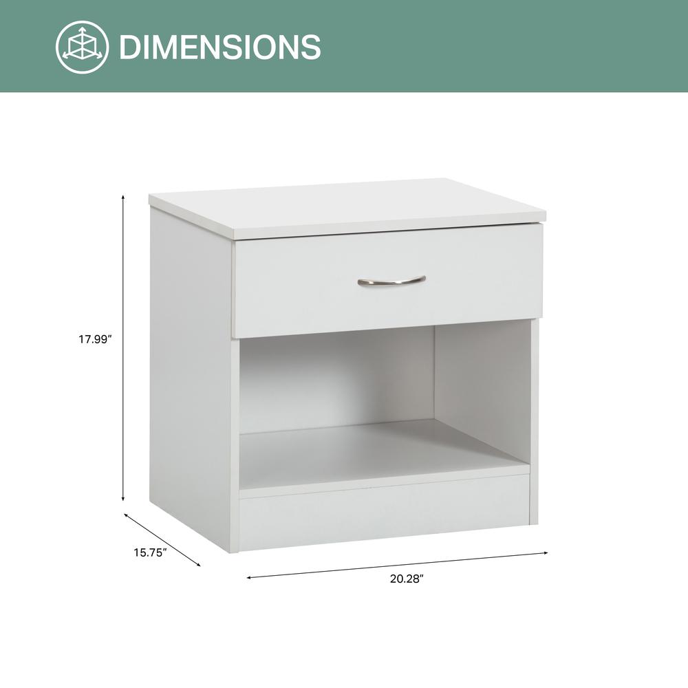 One Drawer White Nightstand