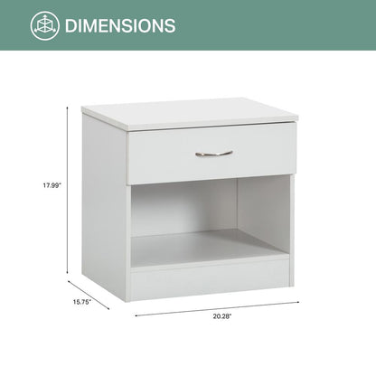 One Drawer White Nightstand