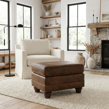 Brown Ottoman with Wooden Frame and Upholstered Top for Stylish Comfort