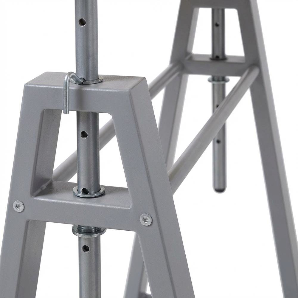 Adjustable Height Desk, Metal Base, Outdoor Finish, Cross Hatch Birch, Durable
