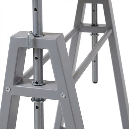 Adjustable Height Desk, Metal Base, Outdoor Finish, Cross Hatch Birch, Durable