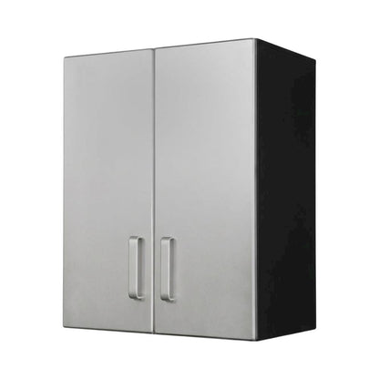 Heavy Duty Black Metal Overhead Cabinet With Silver Front For Storage
