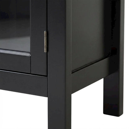 Black Glass Door Accent Cabinet with Display Storage and Fiberboard Construction