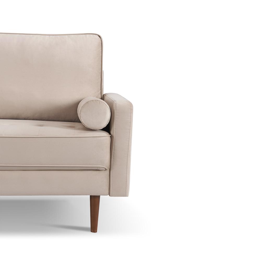 57 Inch Wide Upholstered Two Cushion Loveseat with Bolster Pillows