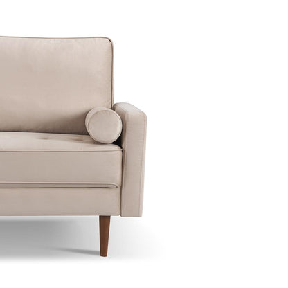 57 Inch Wide Upholstered Two Cushion Loveseat with Bolster Pillows