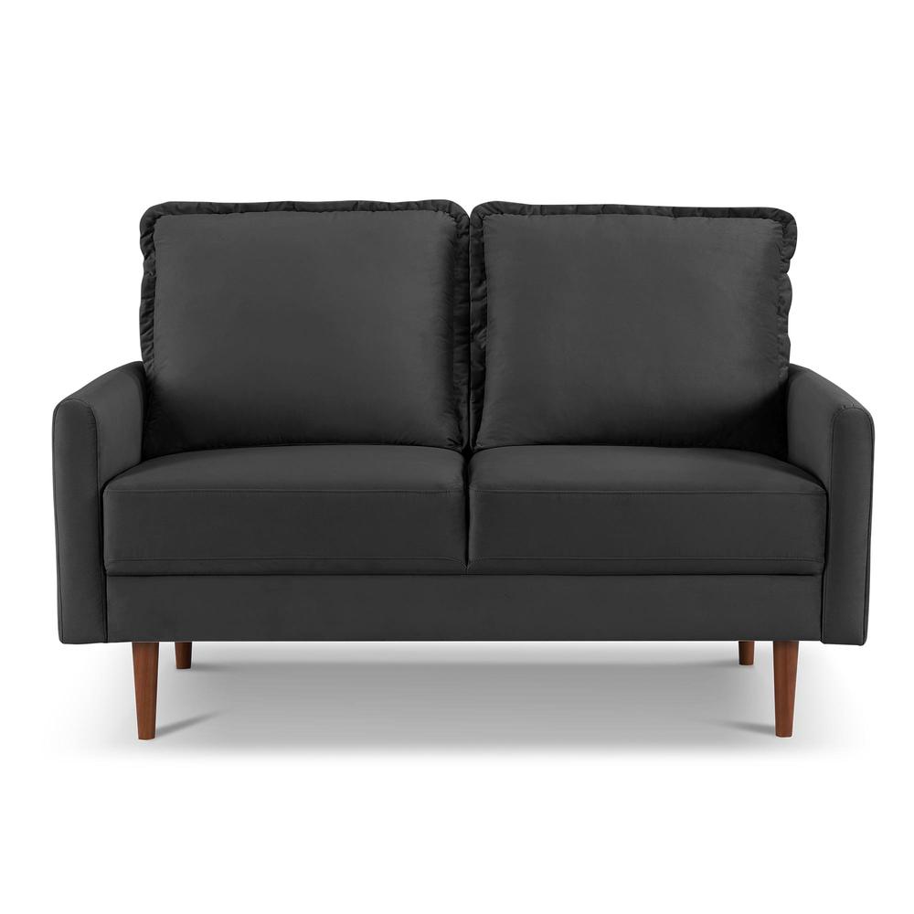 57 Inch Wide Upholstered Two Cushion Loveseat with Cambered Arms