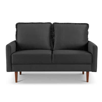 57 Inch Wide Upholstered Two Cushion Loveseat with Cambered Arms
