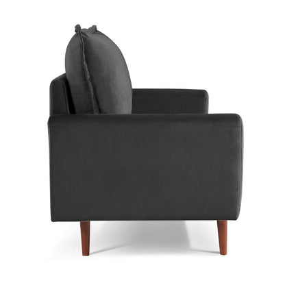 57 Inch Wide Upholstered Two Cushion Loveseat with Cambered Arms