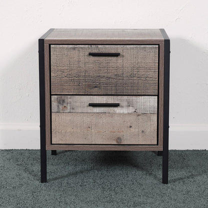Two Drawer Night Stand with Metal Frame and Legs