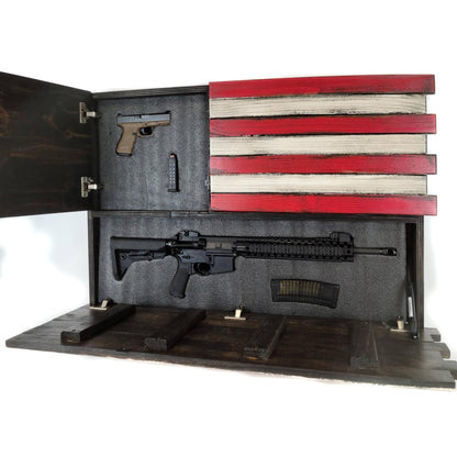 American Furniture Classics Model LRG2COMP Large American Flag Wall Hanging Gun Concealment with Two Secret Compartments