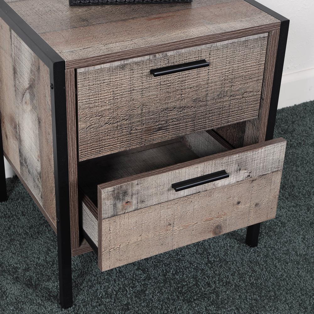 Two Drawer Night Stand with Metal Frame and Legs