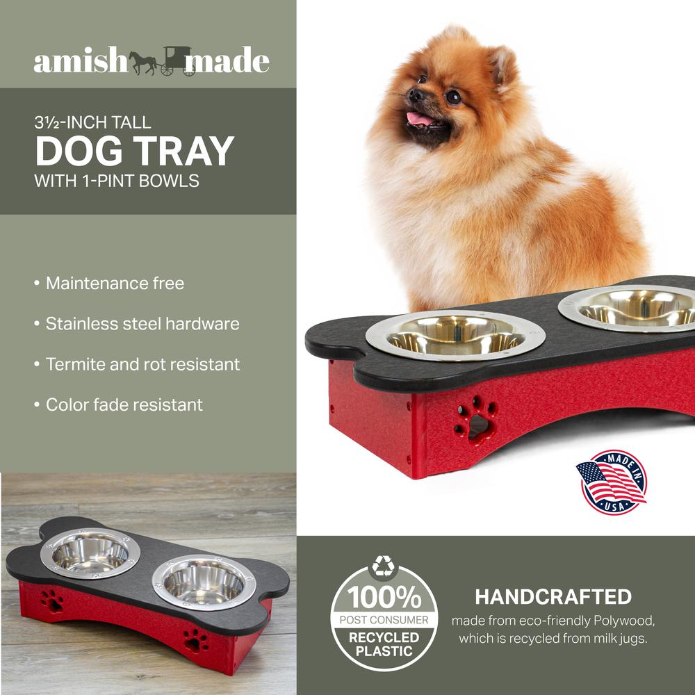 High Double Water and Food Bowl Made of High Density Poly Resin for Smaller Dogs