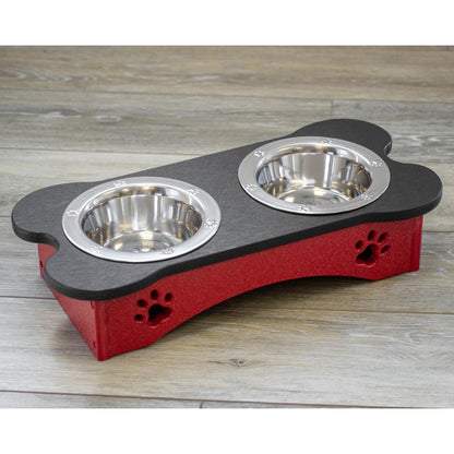 High Double Water and Food Bowl Made of High Density Poly Resin for Smaller Dogs