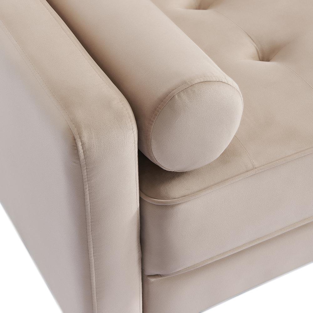 57 Inch Wide Upholstered Two Cushion Loveseat with Bolster Pillows