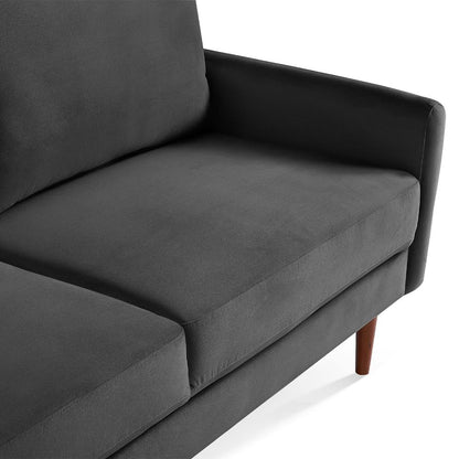 57 Inch Wide Upholstered Two Cushion Loveseat with Cambered Arms