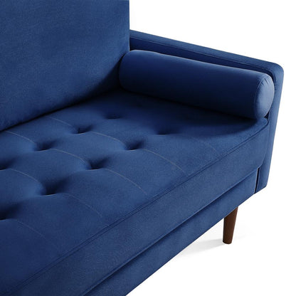 57 Inch Wide Upholstered Two Cushion Loveseat with Bolster Pillows