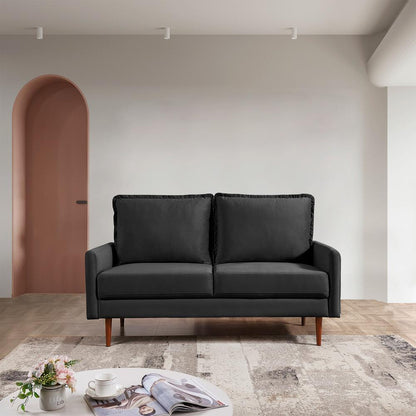 57 Inch Wide Upholstered Two Cushion Loveseat with Cambered Arms