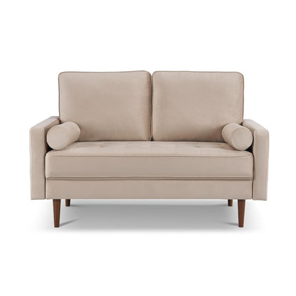 57 Inch Wide Upholstered Two Cushion Loveseat with Bolster Pillows