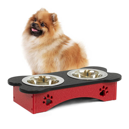 High Double Water and Food Bowl Made of High Density Poly Resin for Smaller Dogs