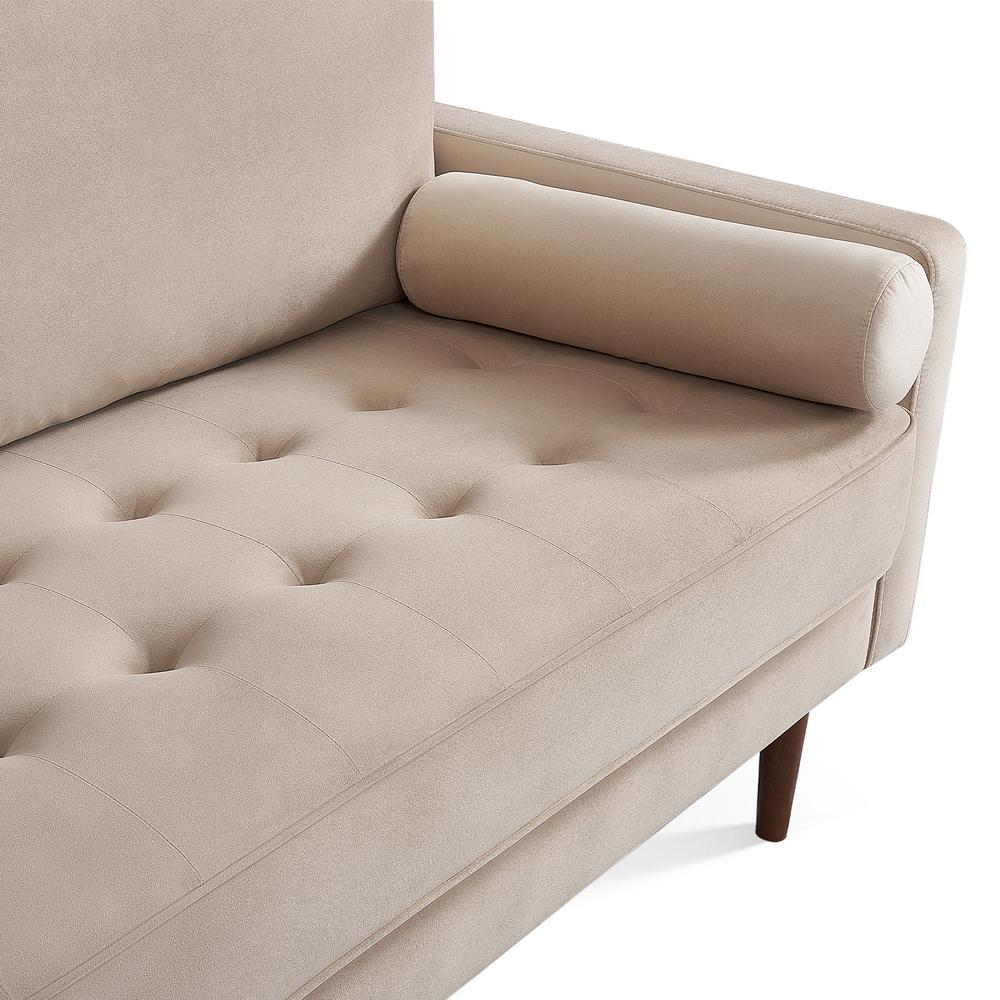 57 Inch Wide Upholstered Two Cushion Loveseat with Bolster Pillows