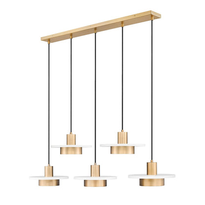 Z-Lite 5 Light Linear Chandelier, Matte White + Modern Gold