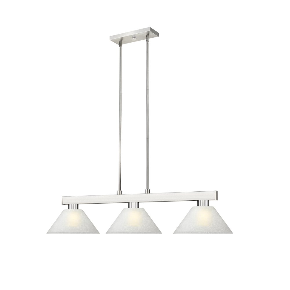 Z-Lite Cobalt 3 Light Billiard, Steel Frame, White Linen Shade Color