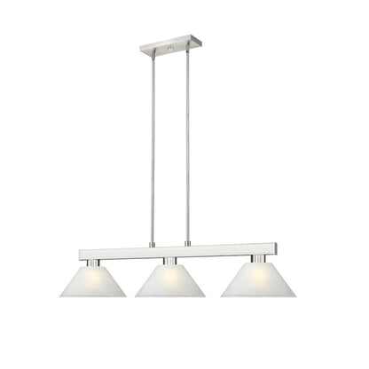 Z-Lite Cobalt 3 Light Billiard, Steel Frame, White Linen Shade Color