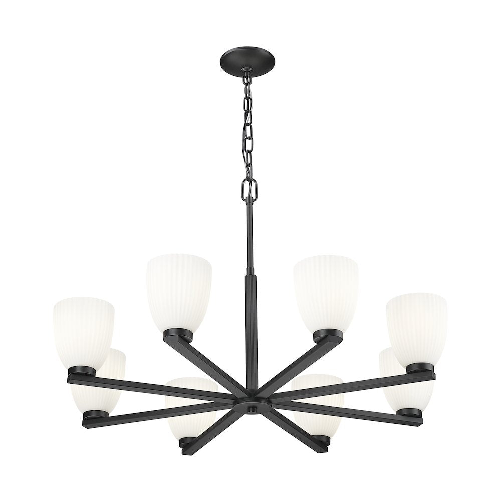Z-Lite Naya 8 Light Chandelier in Matte Black color, Steel frame