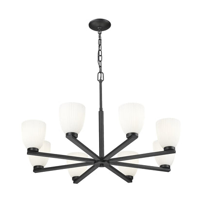 Z-Lite Naya 8 Light Chandelier in Matte Black color, Steel frame