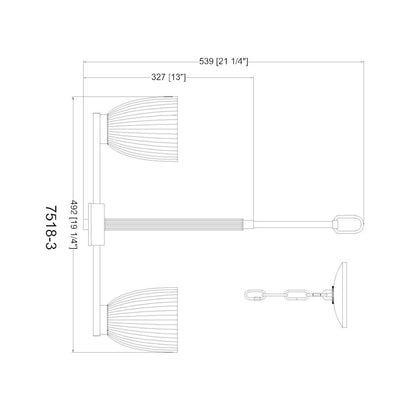 Z-Lite Naya 3 Light Chandelier in Modern Gold color, Steel frame