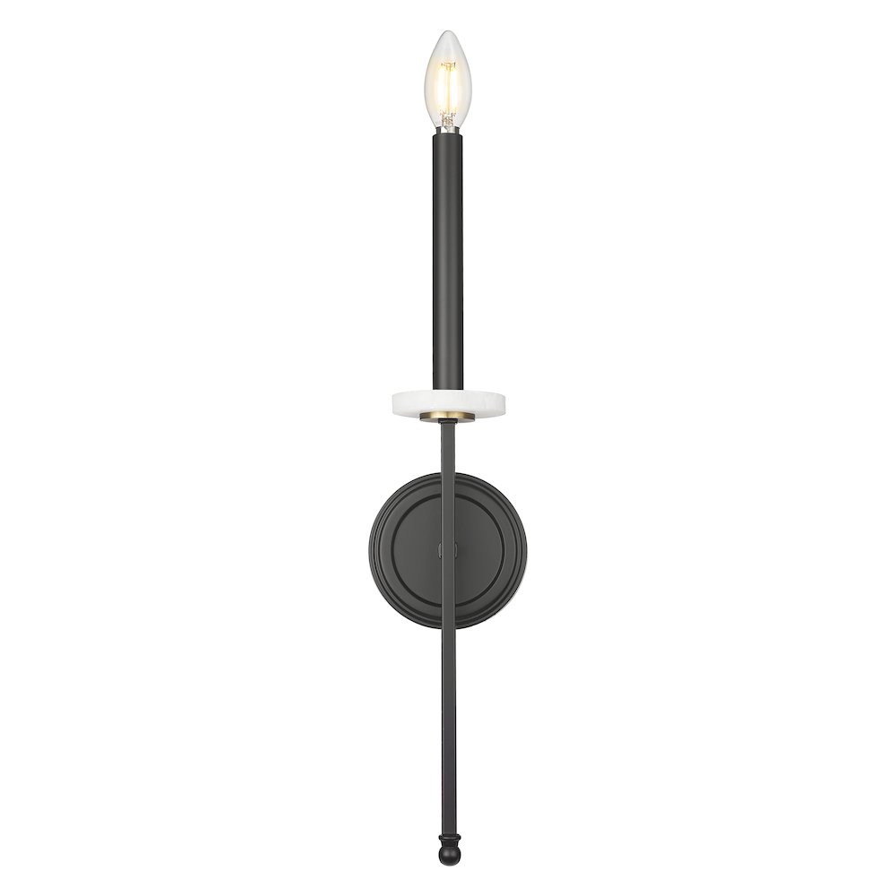 Z-Lite 1 Light Wall Sconce, Matte Black+Mordern Gold