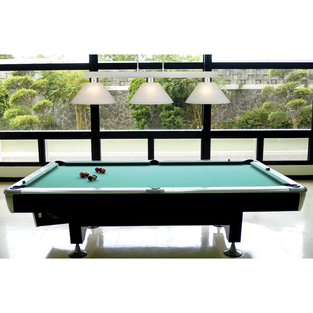 Z-Lite Cobalt 3 Light Billiard, Steel Frame, White Linen Shade Color