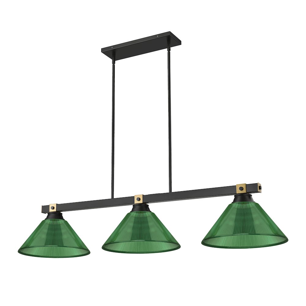 Z-Lite Bronte 3 Light Billiard, Steel Frame, Green Shade Color