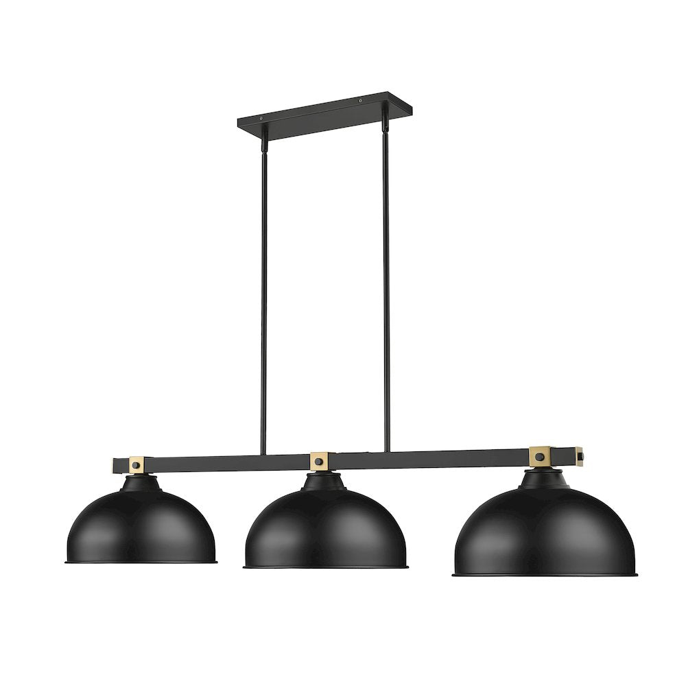 Z-Lite Bronte 3 Light Billiard, Steel Frame, Matte Black Shade Color