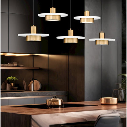 Z-Lite 5 Light Linear Chandelier, Matte White + Modern Gold